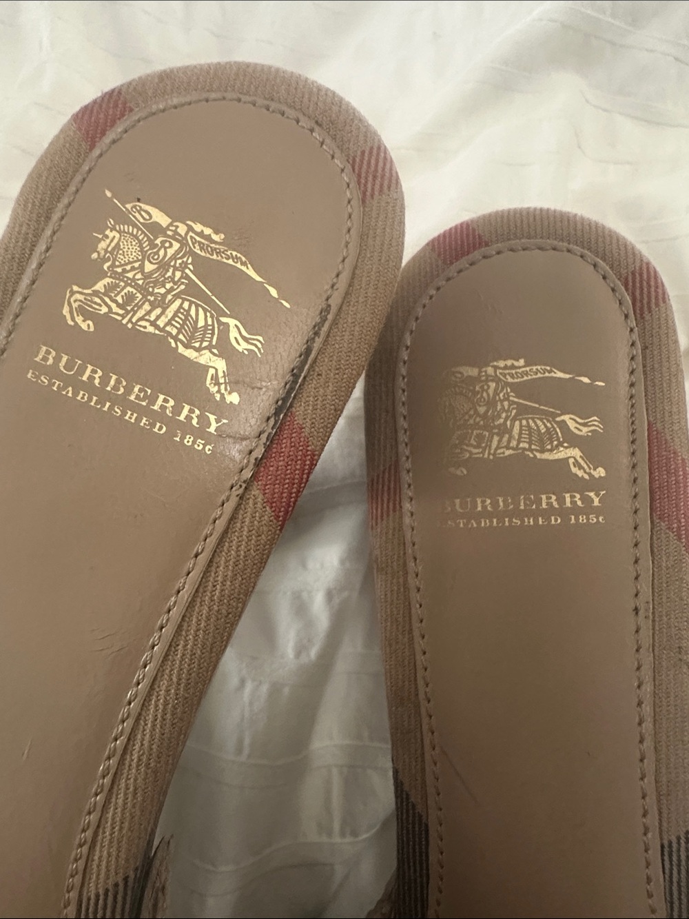Burberry Beige Plaid Open-Toe Slide Heels with Braided Buckle - Picture 5 of 10